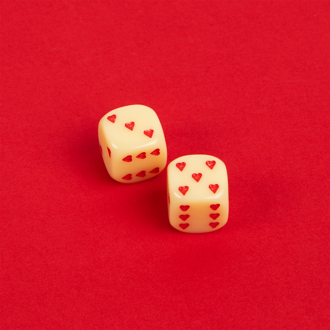 Loveland Cream Dice heart dots