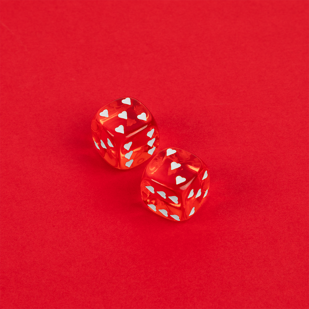 Loveland Red Dice heart dots